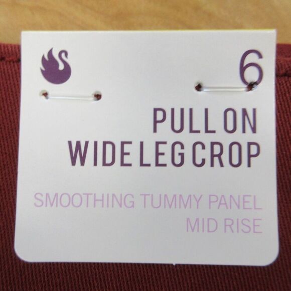GLORIA VANDERBILT Wide Leg Tummy Control Crop Pants Sz 6 Red Rust Pull On NWT - Picture 5 of 12